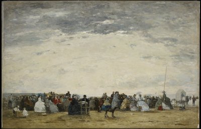 Vacationers on the Beach at Trouville by Eugene Louis Boudin